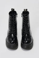ERYNN Patent Combat Boots with Chunky Sole - Black Crinkled Patent - thefashionproject.gr - ERYNN