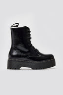 ERYNN Patent Combat Boots with Chunky Sole - Black Crinkled Patent - thefashionproject.gr - ERYNN