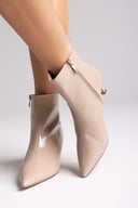 ERYNN Pointed Patent Ankle Boots with Low Heel - Beige Crinkled Patent - thefashionproject.gr - ERYNN
