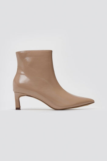 ERYNN Pointed Patent Ankle Boots with Low Heel - Beige Crinkled Patent - thefashionproject.gr - ERYNN
