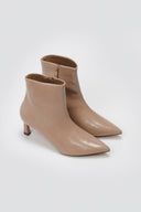ERYNN Pointed Patent Ankle Boots with Low Heel - Beige Crinkled Patent - thefashionproject.gr - ERYNN
