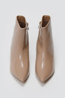 ERYNN Pointed Patent Ankle Boots with Low Heel - Beige Crinkled Patent - thefashionproject.gr - ERYNN