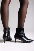 ERYNN Pointed Patent Ankle Boots with Low Heel - Black Crinkled Patent - thefashionproject.gr - ERYNN