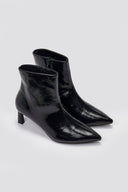 ERYNN Pointed Patent Ankle Boots with Low Heel - Black Crinkled Patent - thefashionproject.gr - ERYNN