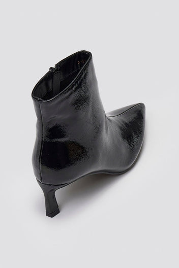 ERYNN Pointed Patent Ankle Boots with Low Heel - Black Crinkled Patent - thefashionproject.gr - ERYNN