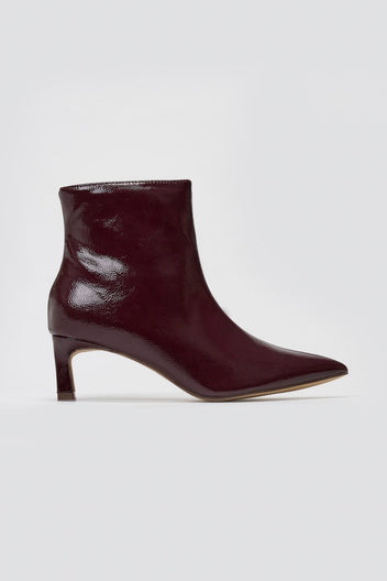 ERYNN Pointed Patent Ankle Boots with Low Heel - Burgundy Crinkled Patent - thefashionproject.gr - ERYNN