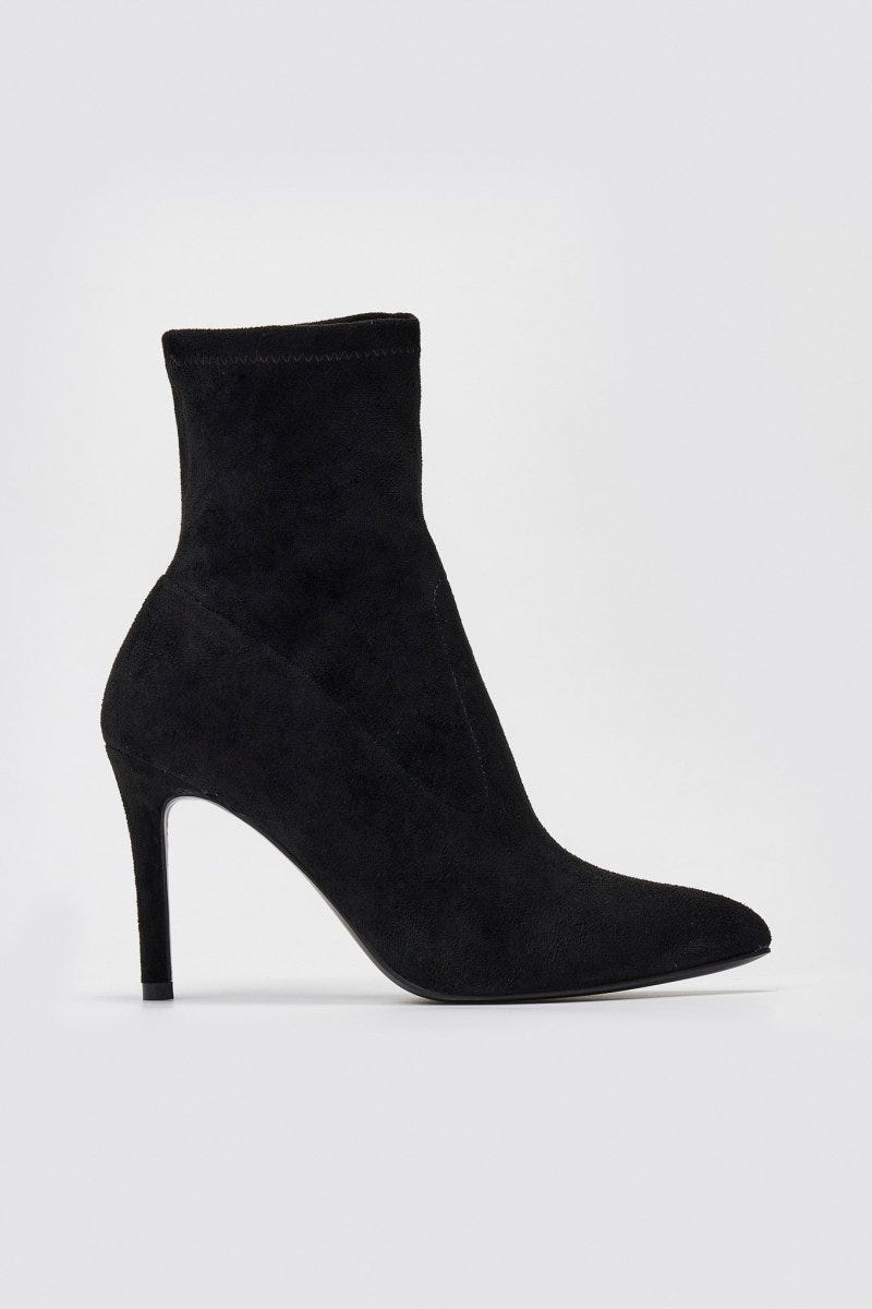 ERYNN Pointed Suede Stretch Ankle Boots - Black Suede - thefashionproject.gr - ERYNN