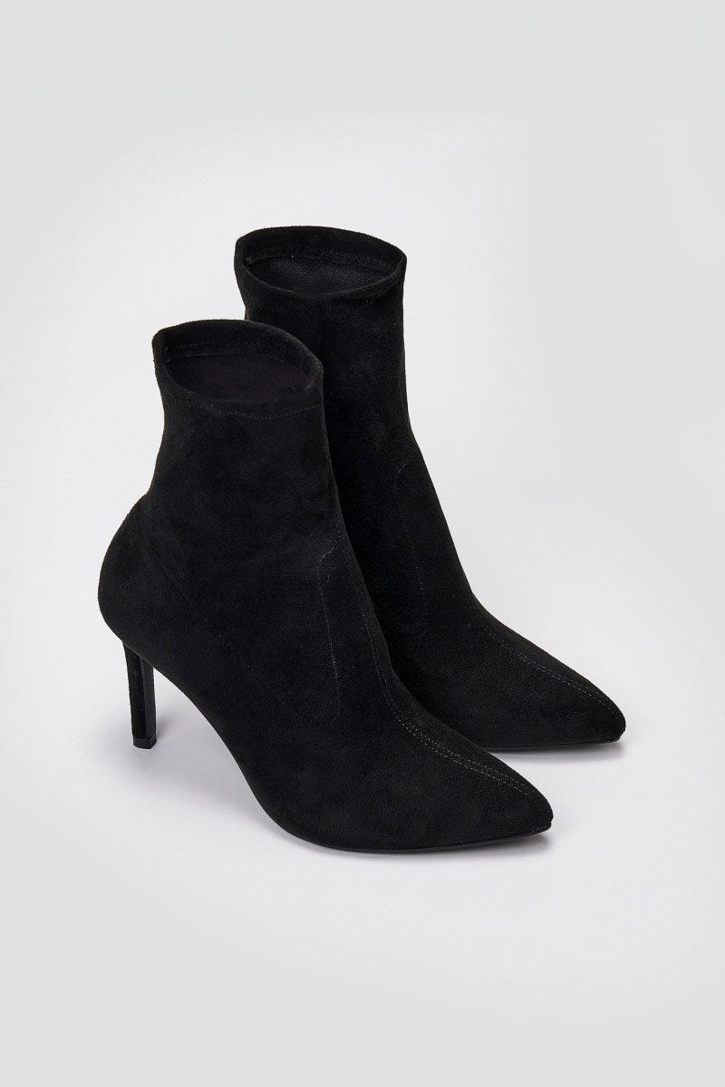 ERYNN Pointed Suede Stretch Ankle Boots - Black Suede - thefashionproject.gr - ERYNN
