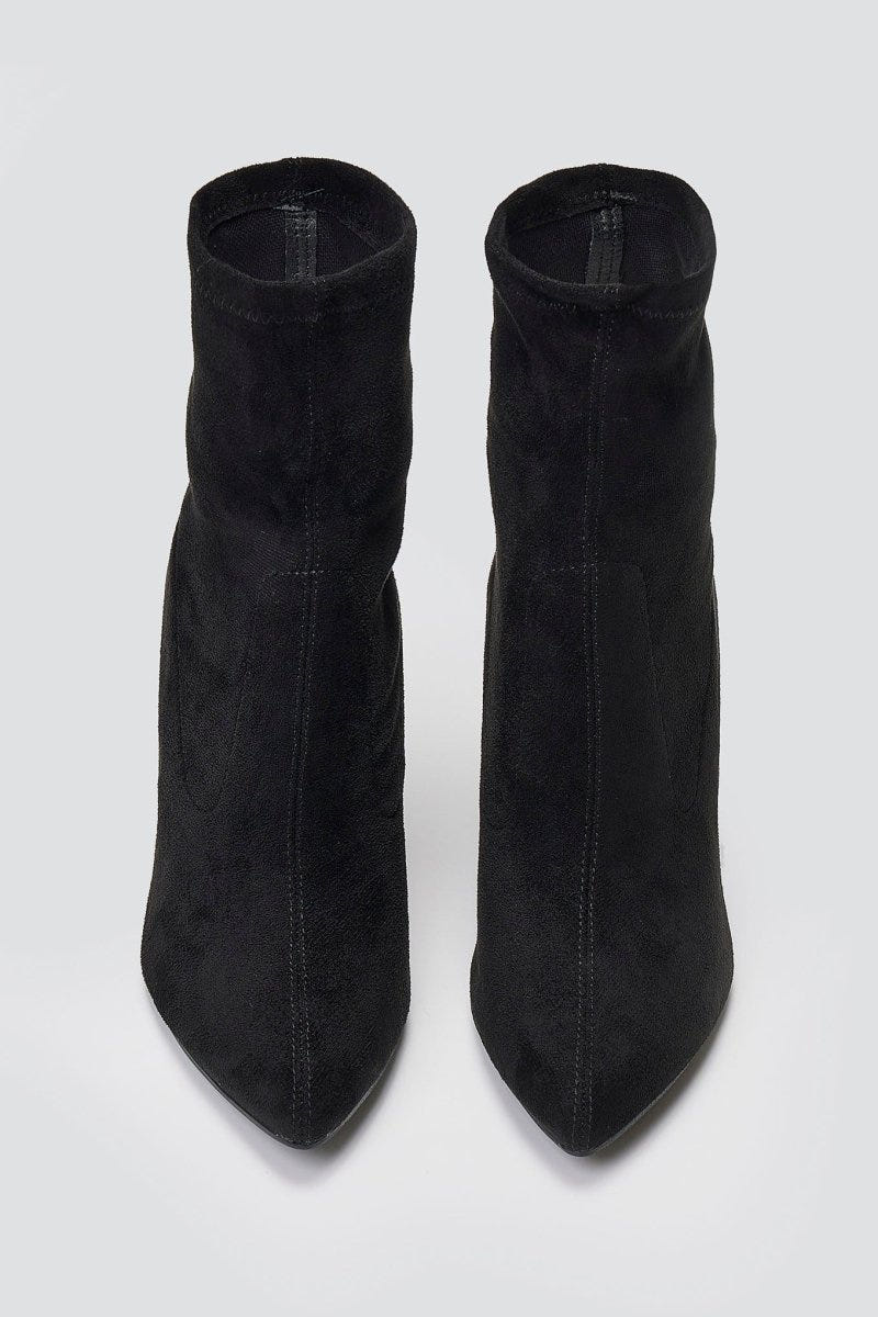 ERYNN Pointed Suede Stretch Ankle Boots - Black Suede - thefashionproject.gr - ERYNN