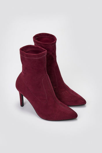 ERYNN Pointed Suede Stretch Ankle Boots - Bordeaux Suede - thefashionproject.gr - ERYNN