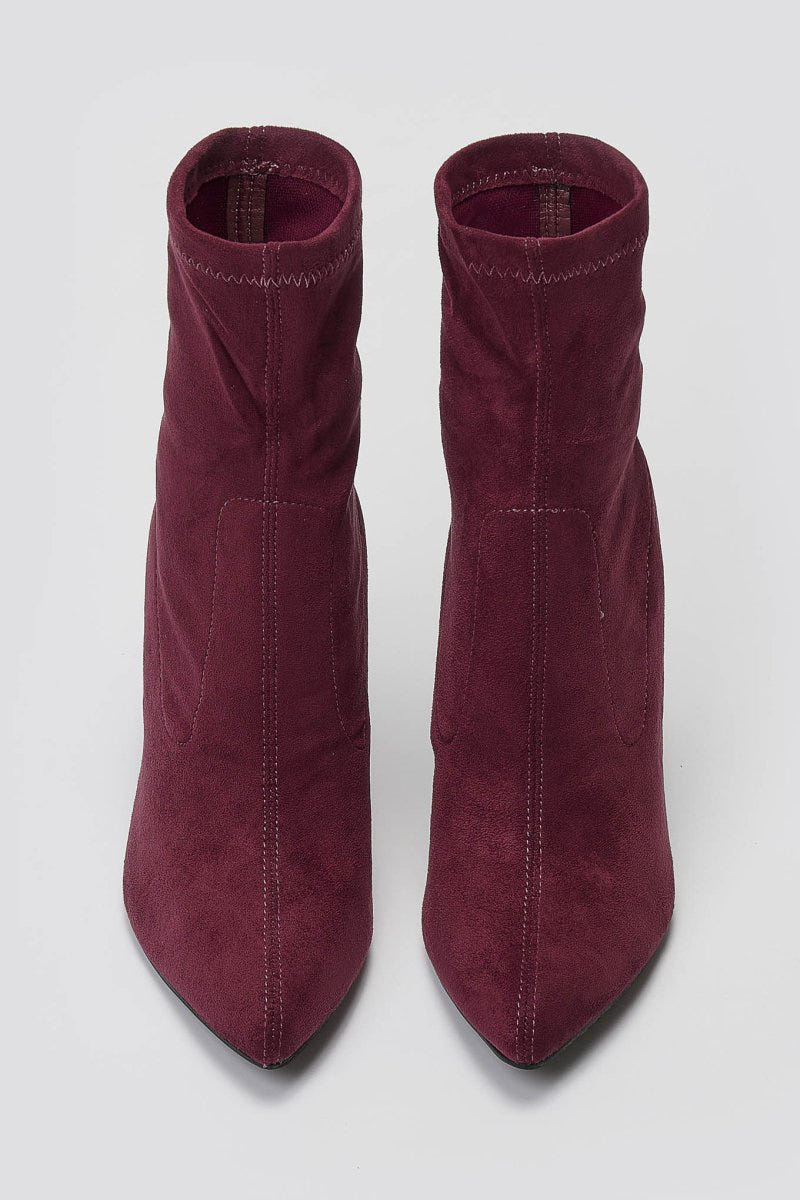 ERYNN Pointed Suede Stretch Ankle Boots - Bordeaux Suede - thefashionproject.gr - ERYNN
