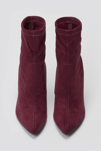 ERYNN Pointed Suede Stretch Ankle Boots - Bordeaux Suede - thefashionproject.gr - ERYNN