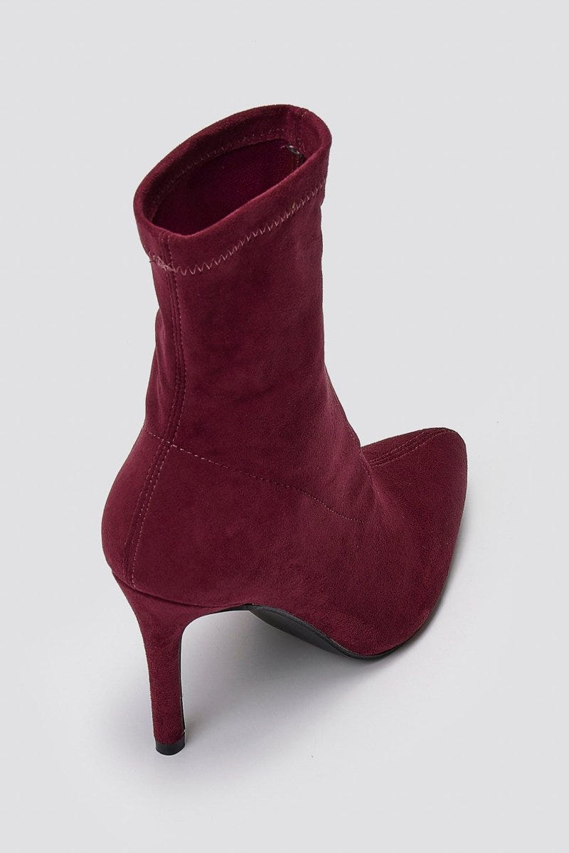 ERYNN Pointed Suede Stretch Ankle Boots - Bordeaux Suede - thefashionproject.gr - ERYNN