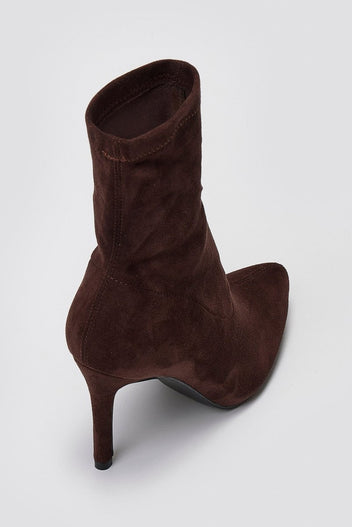 ERYNN Pointed Suede Stretch Ankle Boots - Brown Suede - thefashionproject.gr - ERYNN
