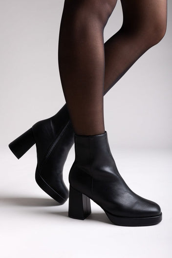 ERYNN Square - Toe Ankle Boots with Platform - Black Matte - thefashionproject.gr - ERYNN
