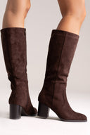 ERYNN Suede Boots with Low Heel - Brown Suede - thefashionproject.gr - ERYNN