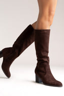 ERYNN Suede Boots with Low Heel - Brown Suede - thefashionproject.gr - ERYNN
