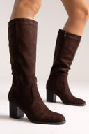 ERYNN Suede Boots with Low Heel - Brown Suede - thefashionproject.gr - ERYNN