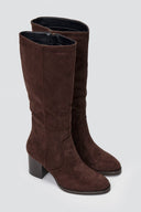 ERYNN Suede Boots with Low Heel - Brown Suede - thefashionproject.gr - ERYNN