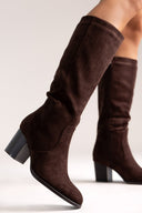 ERYNN Suede Boots with Low Heel - Brown Suede - thefashionproject.gr - ERYNN