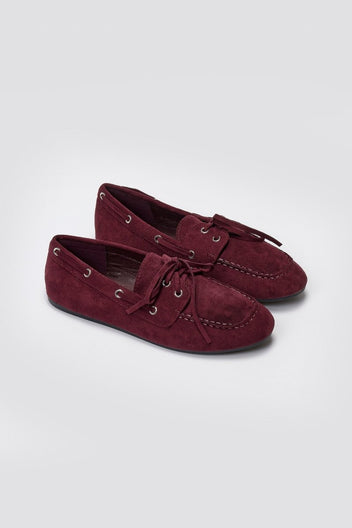 ERYNN Suede Loafers with Bow - Bordeaux Suede - thefashionproject.gr - ERYNN