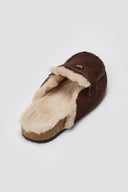 ERYNN Suede Winter Slippers with Faux Fur - Brown Suede - thefashionproject.gr - ERYNN