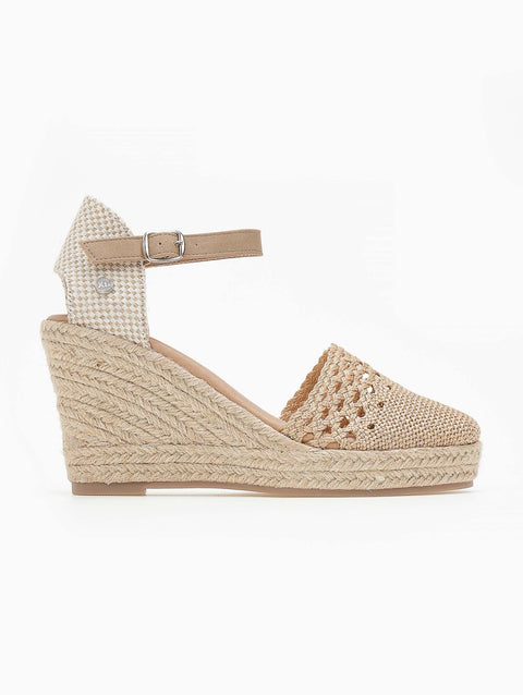 Platform Espadrilles Crochet Design - Taupe