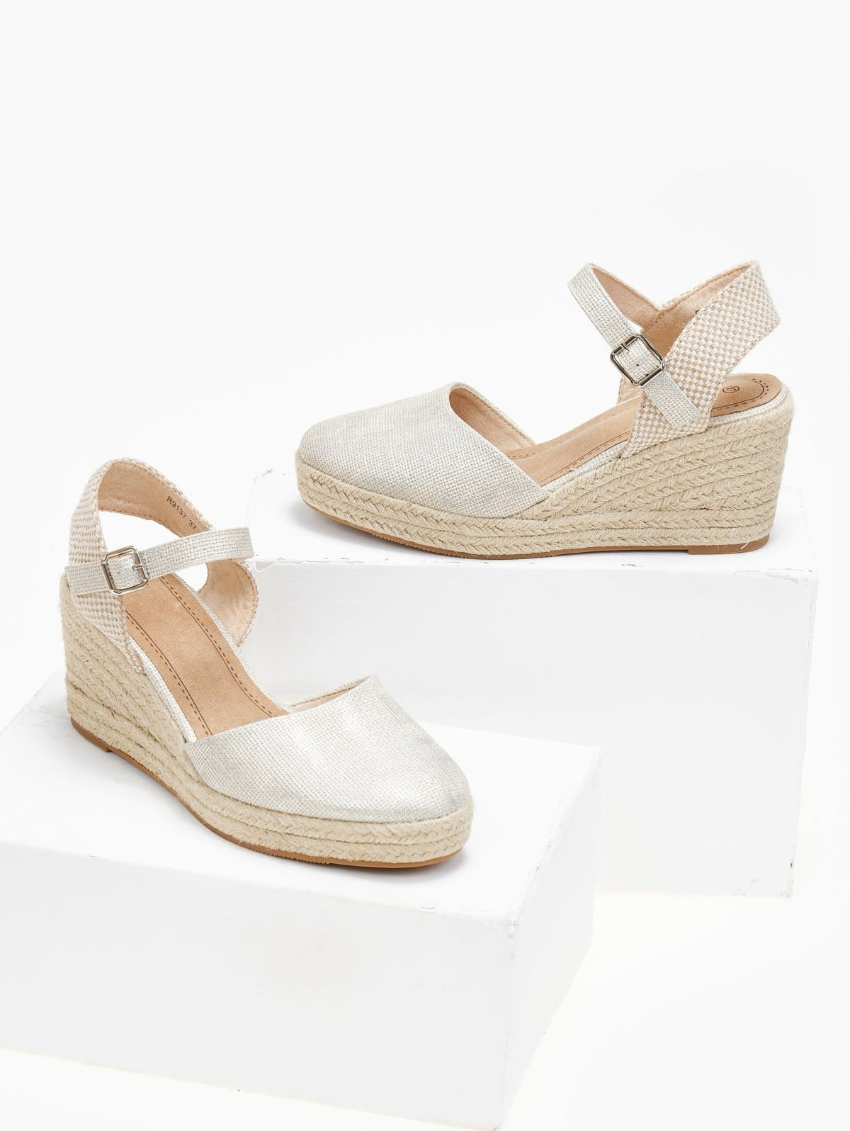 Εσπαντρίγιες platforms με ανάγλυφο pattern - Ασημί - thefashionproject.gr - Alta Moda