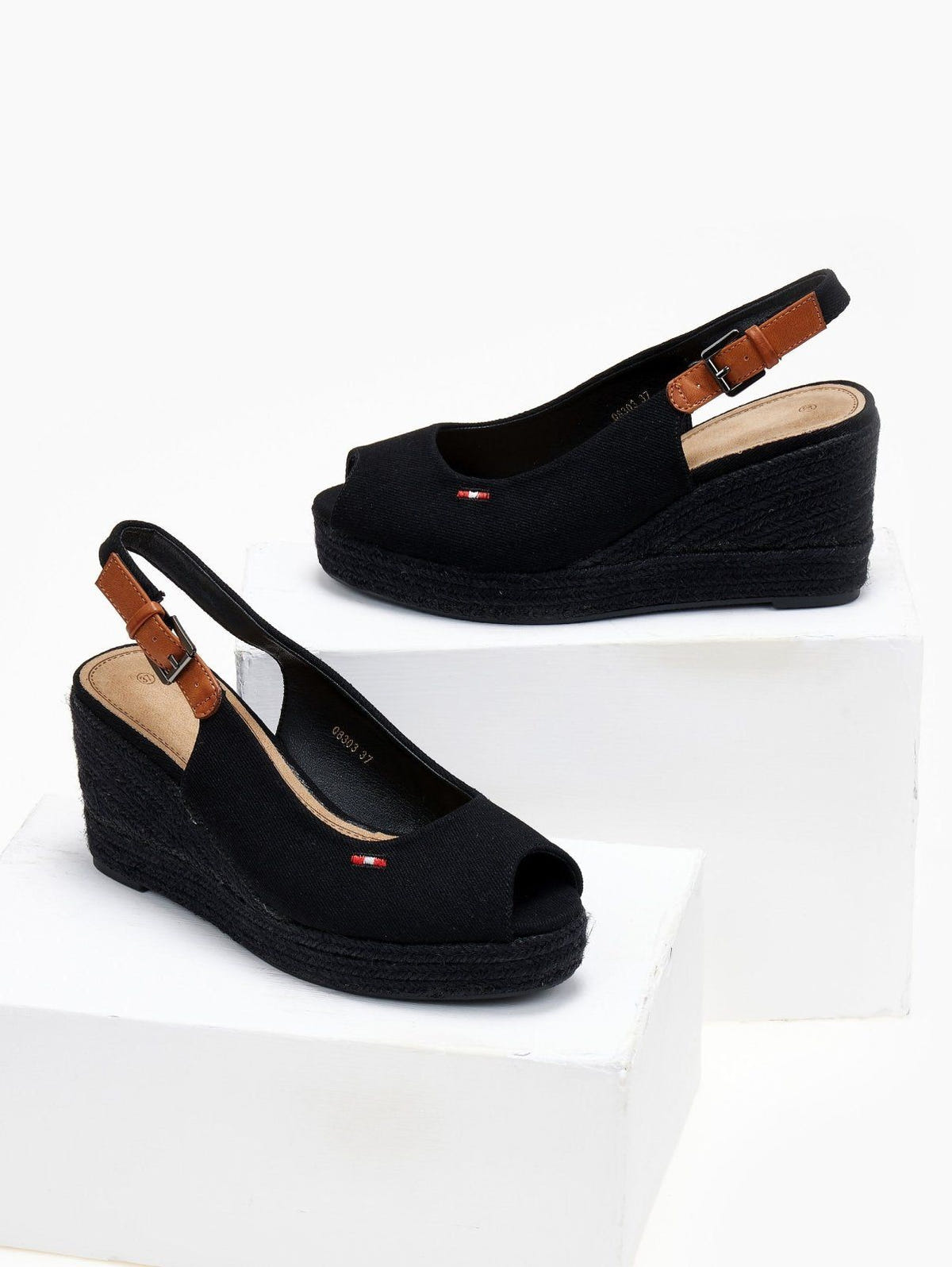 Εσπαντρίγιες platforms με δέσιμο στο πλάι - Μαύρο - thefashionproject.gr - Alta Moda