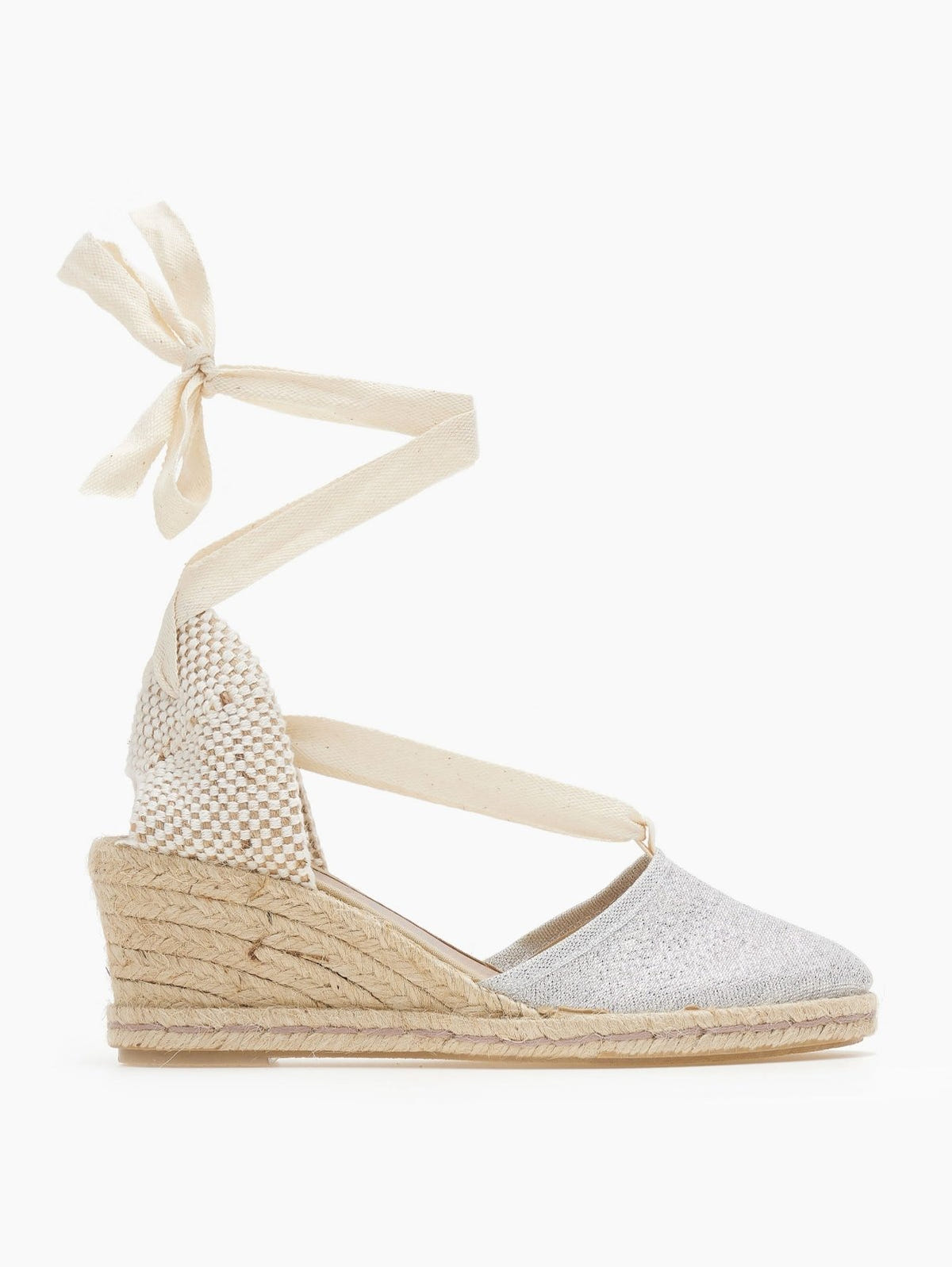 Εσπαντρίγιες platforms με glitter ύφασμα - Ασημί - thefashionproject.gr - Medies