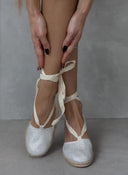 Εσπαντρίγιες platforms με glitter ύφασμα - Ασημί - thefashionproject.gr - Medies