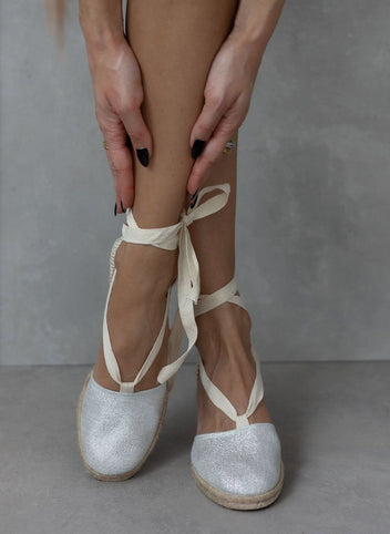 Εσπαντρίγιες platforms με glitter ύφασμα - Ασημί - thefashionproject.gr - Medies