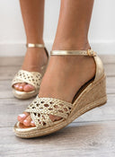 Εσπαντρίγιες platforms με πλεκτό σχέδιο Xti 142774 - Χρυσό - thefashionproject.gr - Xti Footwear