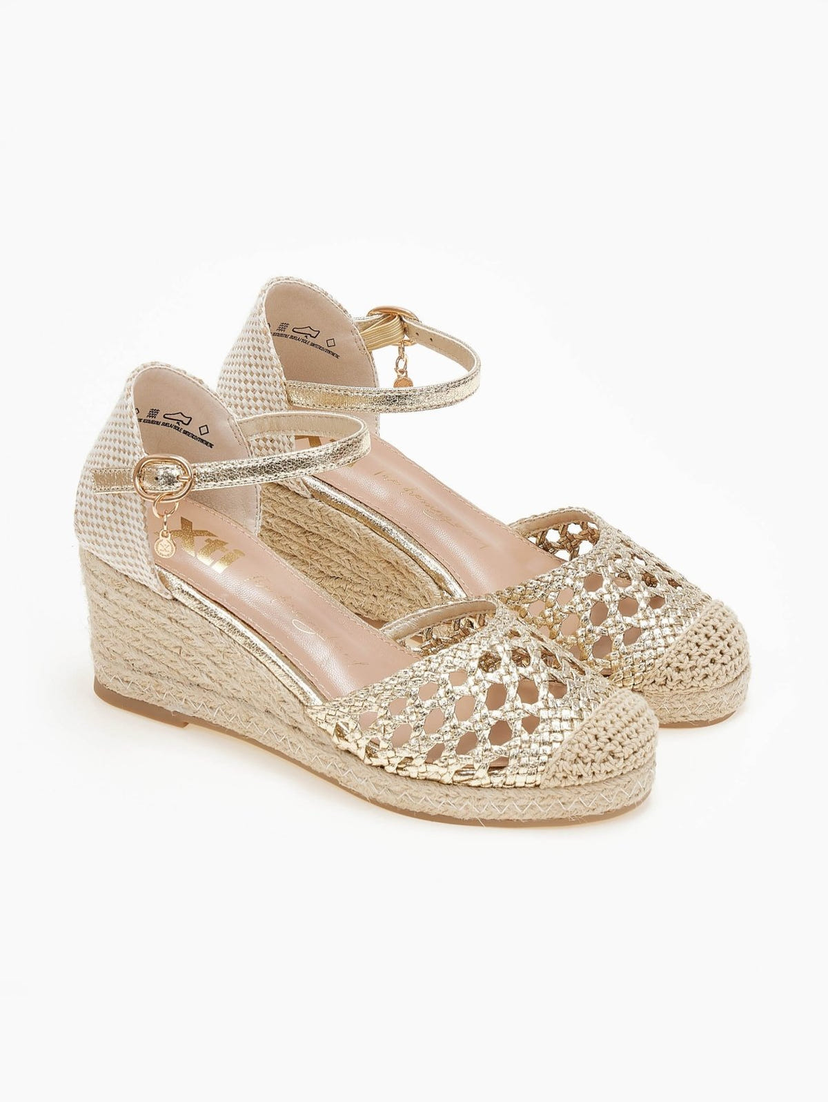 Εσπαντρίγιες platforms με πλεκτό σχέδιο Xti 142893 - Χρυσό - thefashionproject.gr - Xti Footwear