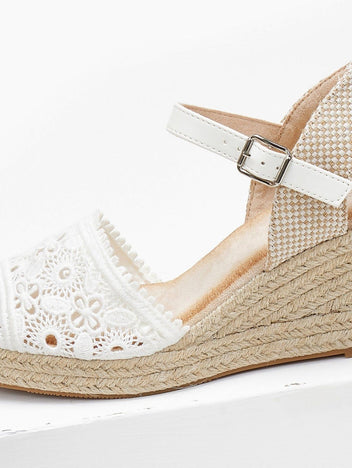 Εσπαντρίγιες platforms πλεκτές με μπαρέτα - Λευκό - thefashionproject.gr - Alta Moda