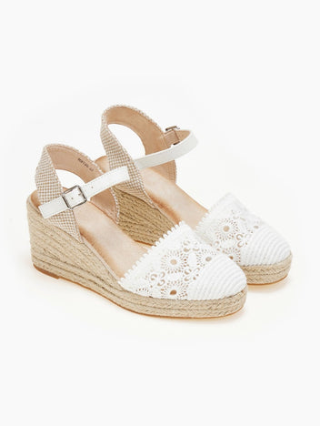 Εσπαντρίγιες platforms πλεκτές με μπαρέτα - Λευκό - thefashionproject.gr - Alta Moda