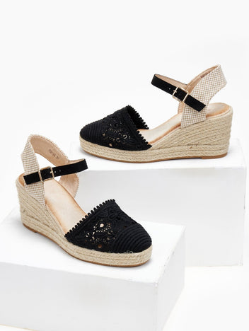 Εσπαντρίγιες platforms πλεκτές με μπαρέτα - Μαύρο - thefashionproject.gr - Alta Moda
