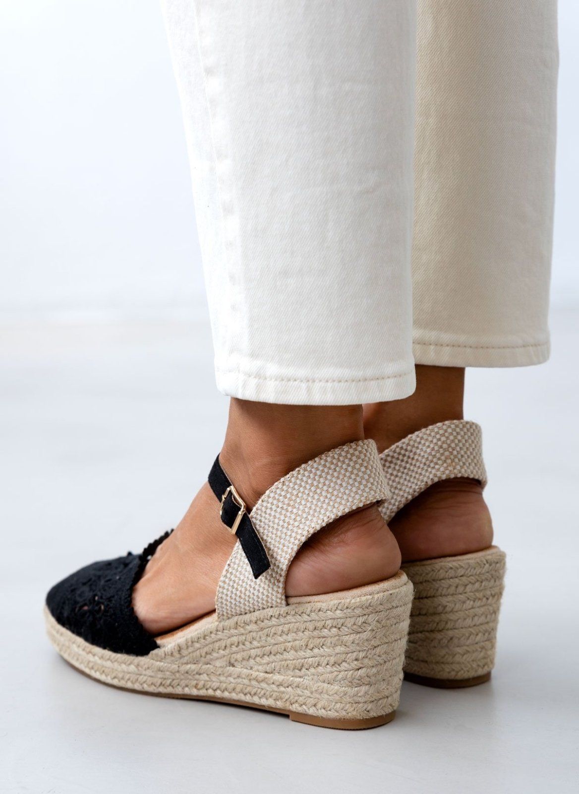Εσπαντρίγιες platforms πλεκτές με μπαρέτα - Μαύρο - thefashionproject.gr - Alta Moda