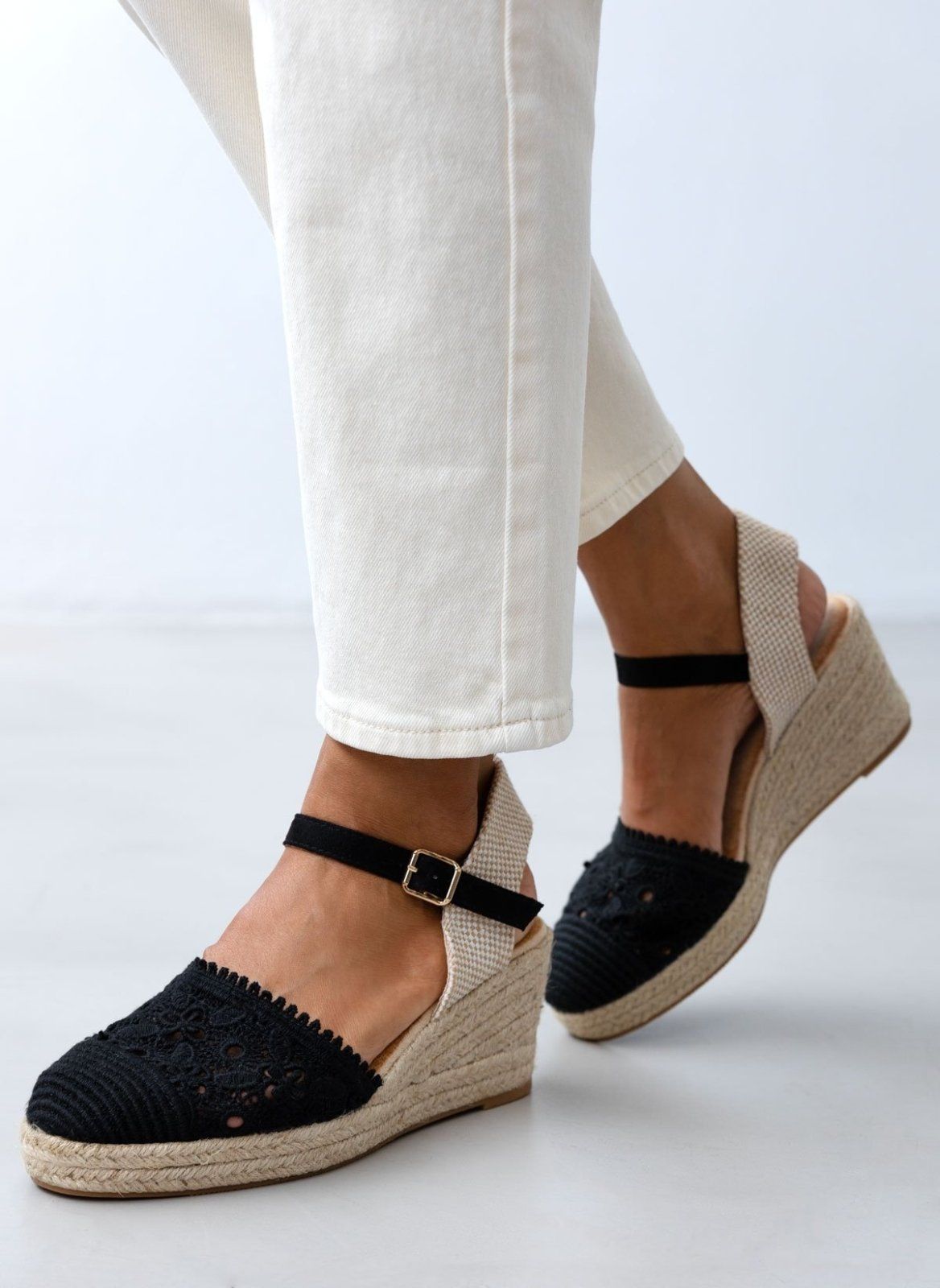 Εσπαντρίγιες platforms πλεκτές με μπαρέτα - Μαύρο - thefashionproject.gr - Alta Moda