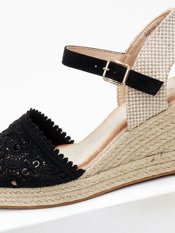Εσπαντρίγιες platforms πλεκτές με μπαρέτα - Μαύρο - thefashionproject.gr - Alta Moda