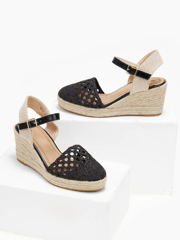 Εσπαντρίγιες platforms πλεκτές με μπαρέτα - Μαύρο - thefashionproject.gr - Alta Moda