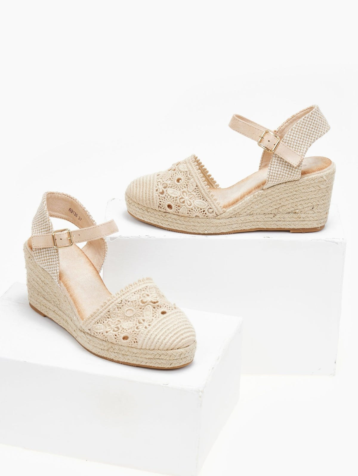 Εσπαντρίγιες platforms πλεκτές με μπαρέτα - Μπεζ - thefashionproject.gr - Alta Moda