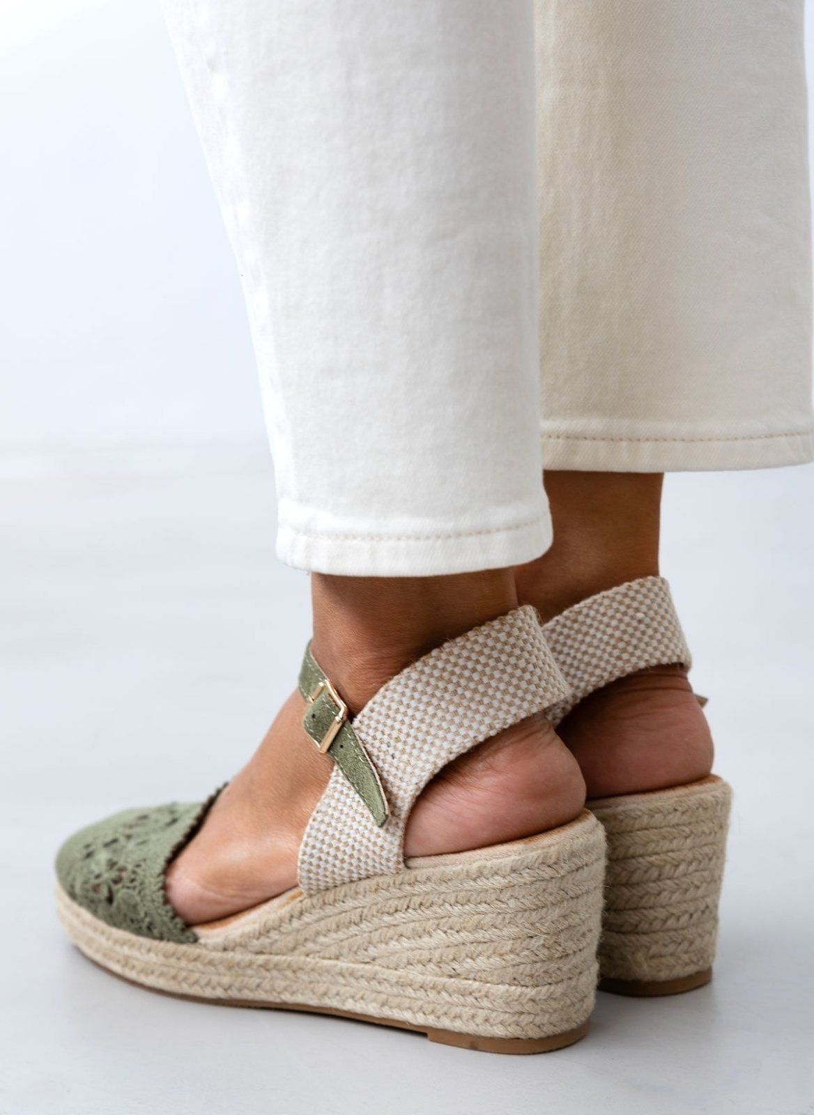 Εσπαντρίγιες platforms πλεκτές με μπαρέτα - Χακί - thefashionproject.gr - Alta Moda