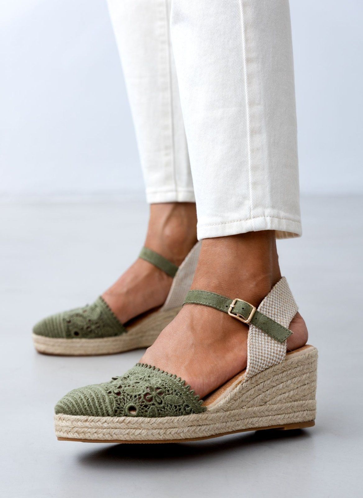 Εσπαντρίγιες platforms πλεκτές με μπαρέτα - Χακί - thefashionproject.gr - Alta Moda