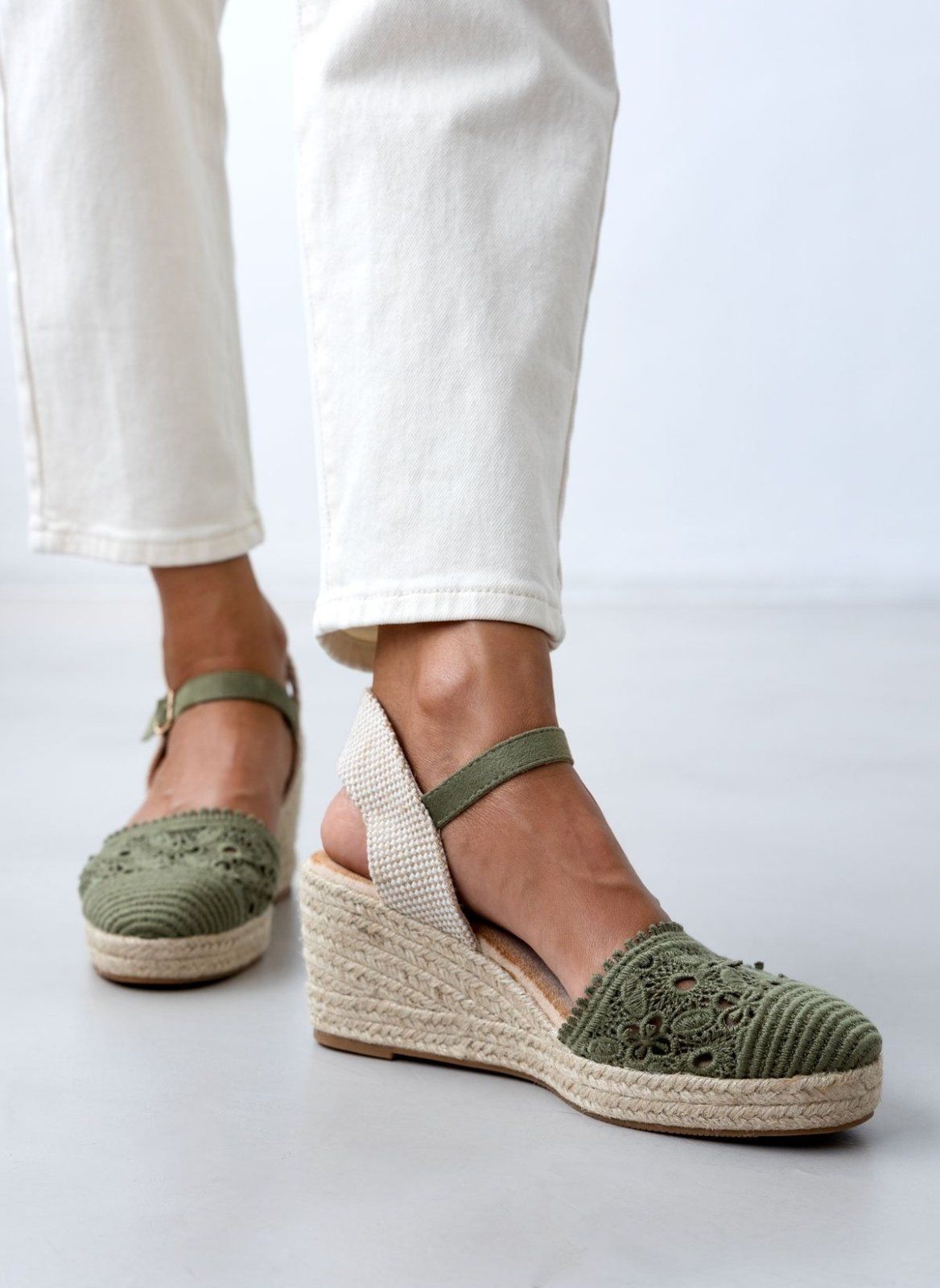 Εσπαντρίγιες platforms πλεκτές με μπαρέτα - Χακί - thefashionproject.gr - Alta Moda