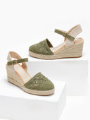 Εσπαντρίγιες platforms πλεκτές με μπαρέτα - Χακί - thefashionproject.gr - Alta Moda
