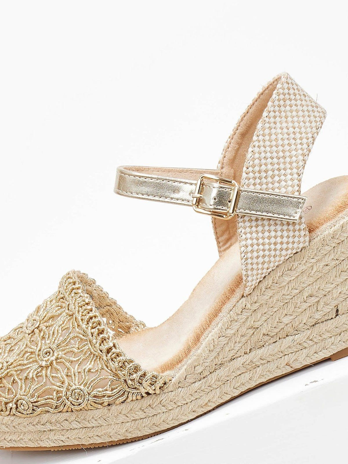 Εσπαντρίγιες platforms πλεκτές με μπαρέτα - Χρυσό - thefashionproject.gr - Alta Moda