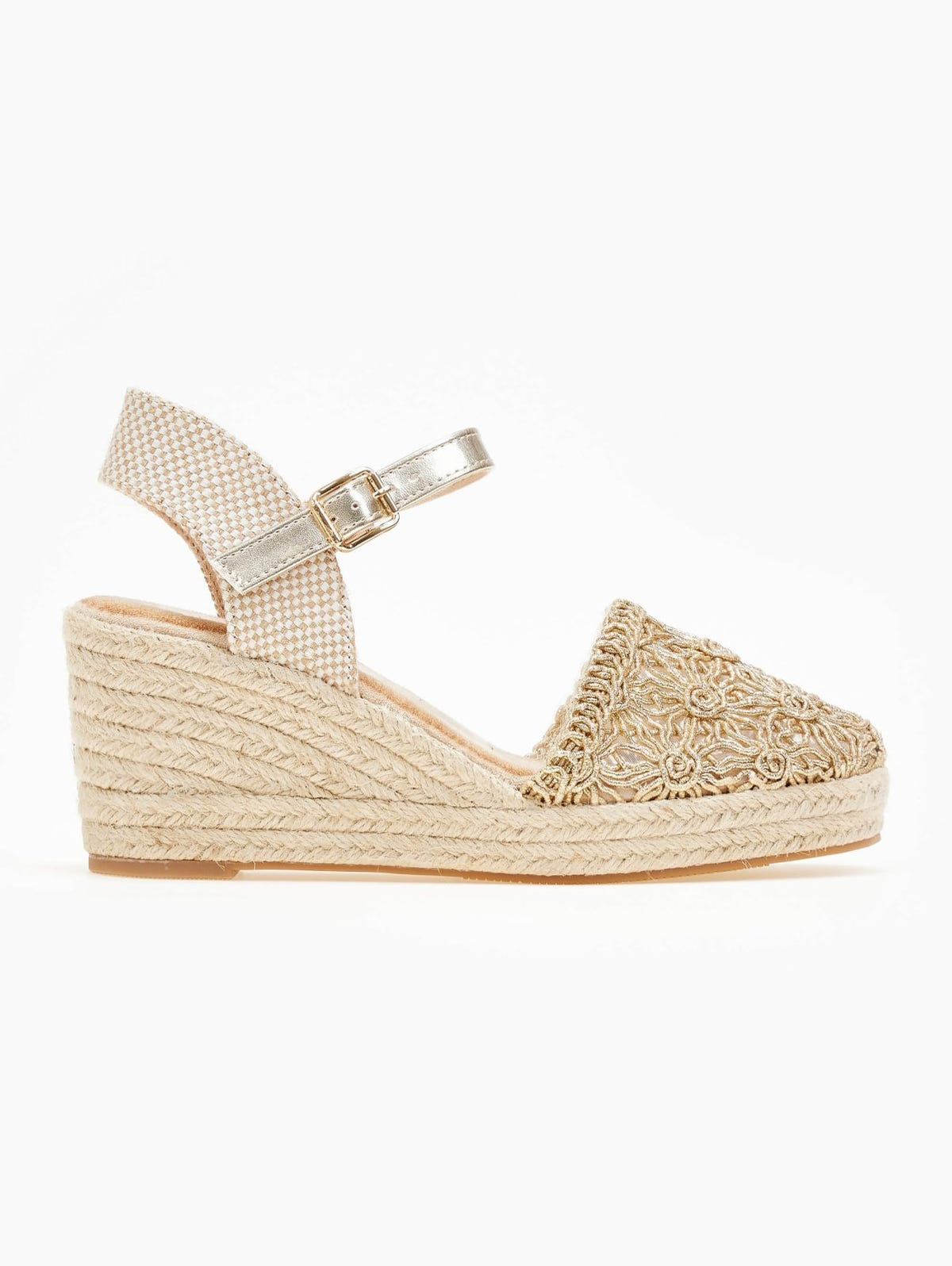 Εσπαντρίγιες platforms πλεκτές με μπαρέτα - Χρυσό - thefashionproject.gr - Alta Moda