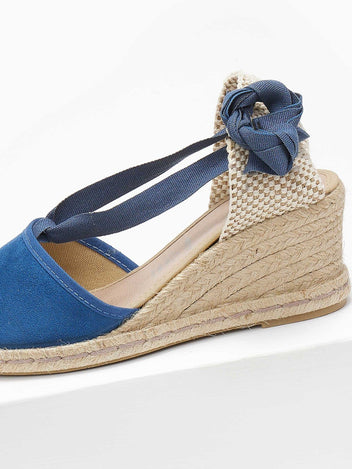 Εσπαντρίγιες platforms suede με κορδόνια - Μπλε - thefashionproject.gr - The Fashion Project