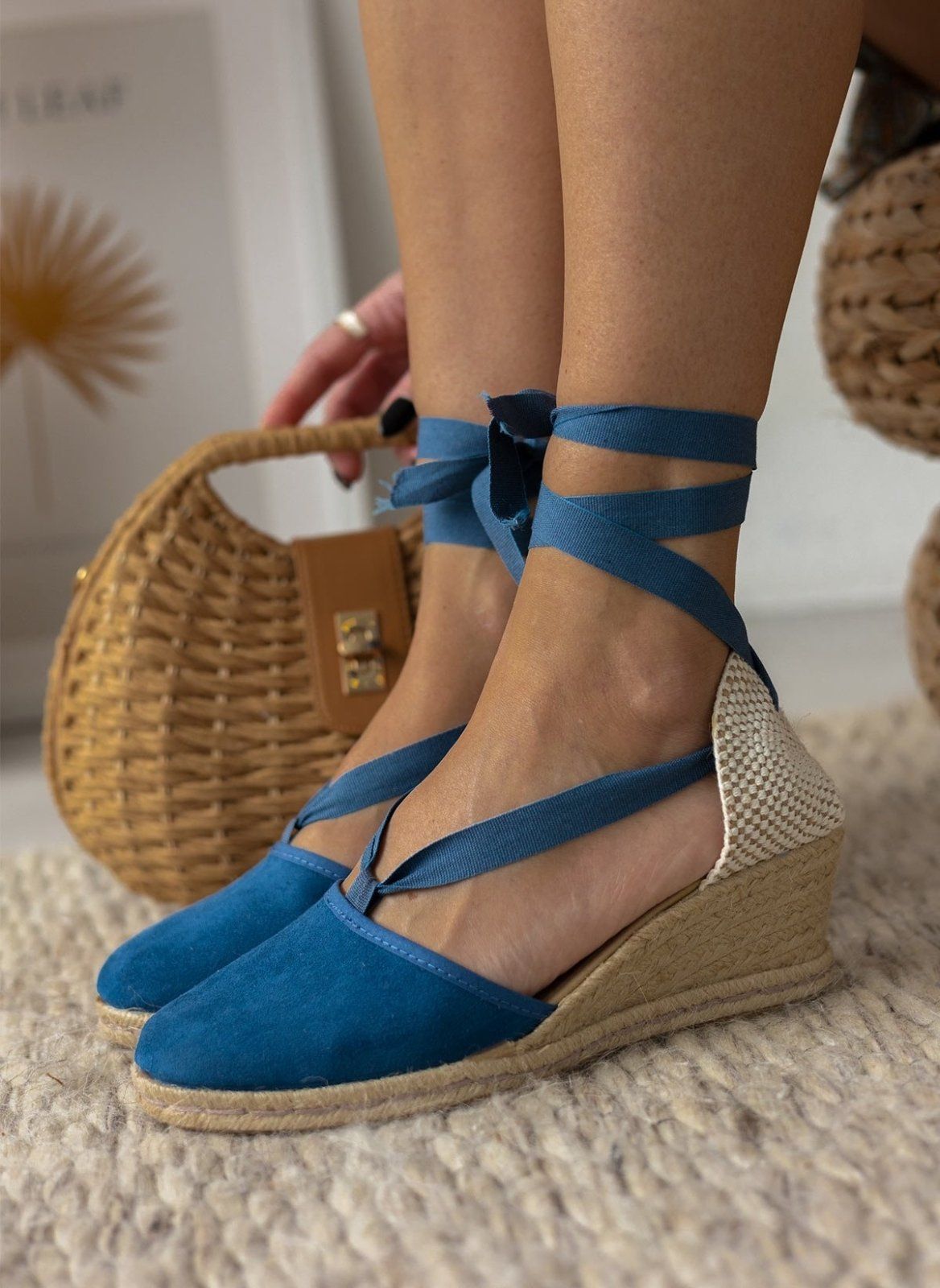 Εσπαντρίγιες platforms suede με κορδόνια - Μπλε - thefashionproject.gr - The Fashion Project